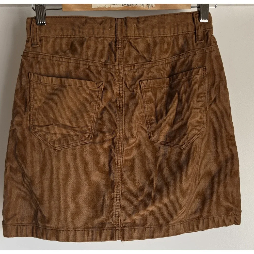 Kensie Jeans Mini Skirt Size 2 Brown Cotton Casual Retro Short Corduroy